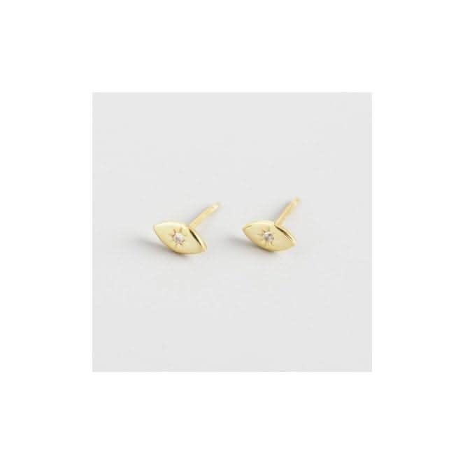 Sterling Silver Gold Plated Evil Eye Stud Earrings ERLE087