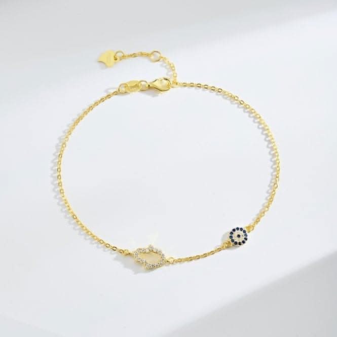 Sterling Silver Gold Plated Hand Of Fatima Bracelet ERLB048