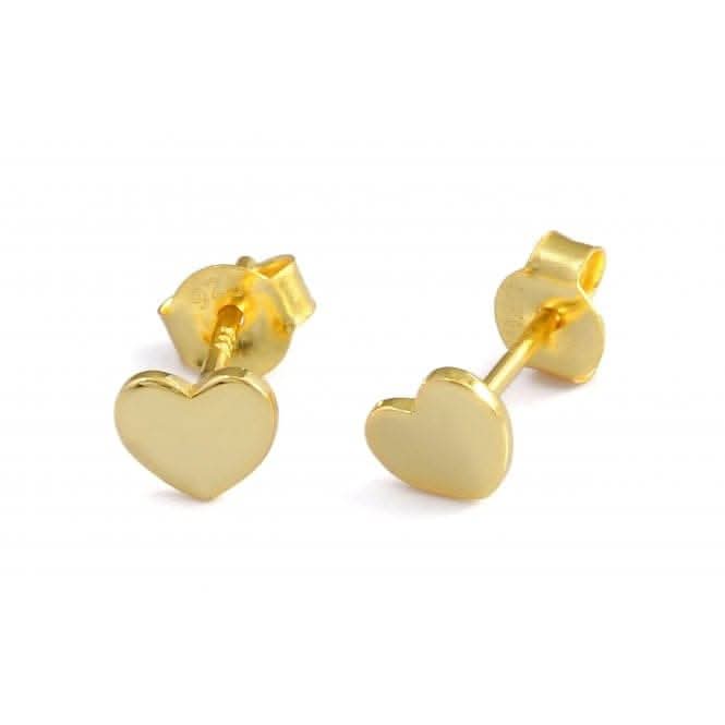 Sterling Silver Gold Plated Heart Stud Earrings