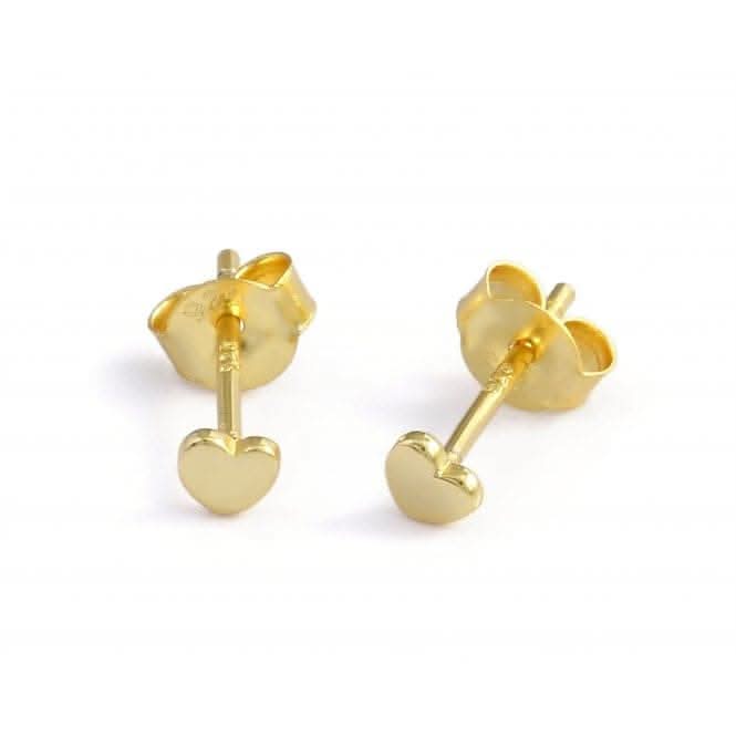Sterling Silver Gold Plated Heart Stud Earrings