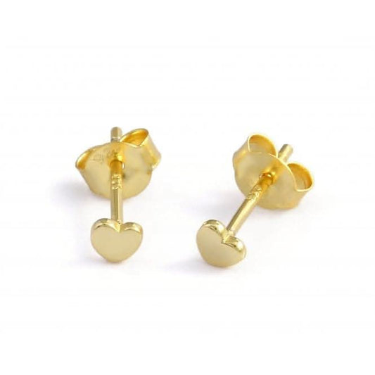 Sterling Silver Gold Plated Heart Stud Earrings