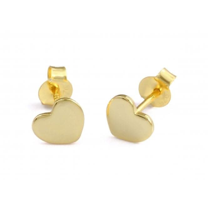 Sterling Silver Gold Plated Heart Stud Earrings