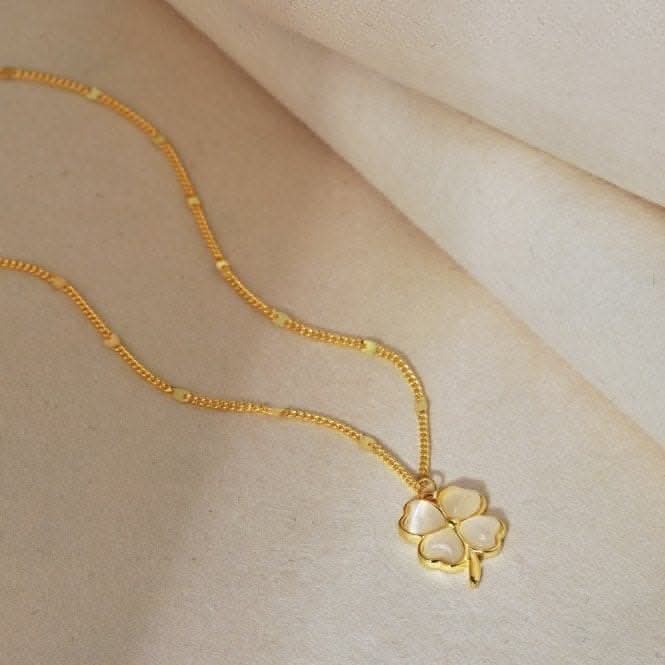 Sterling Silver Gold Plated Lucky 4 Leaf Necklace ERLN035