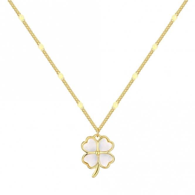 Sterling Silver Gold Plated Lucky 4 Leaf Necklace ERLN035