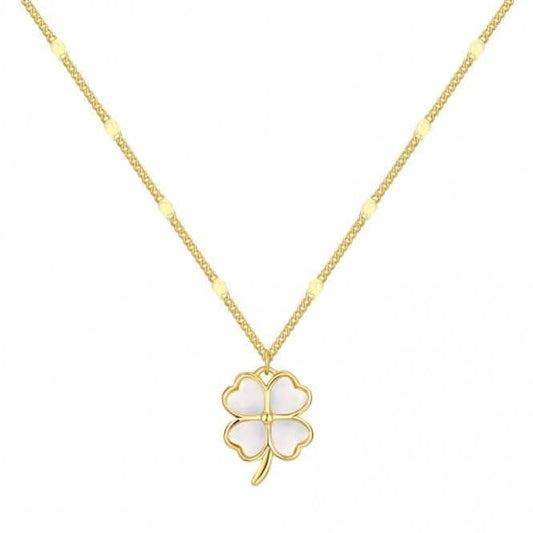 Sterling Silver Gold Plated Lucky 4 Leaf Necklace ERLN035