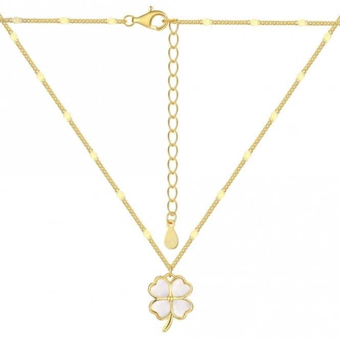Sterling Silver Gold Plated Lucky 4 Leaf Necklace ERLN035