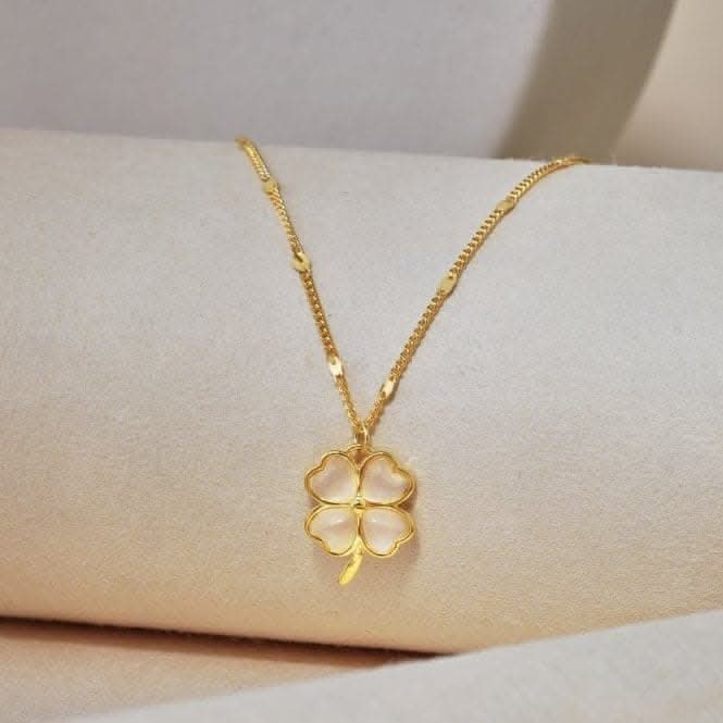 Sterling Silver Gold Plated Lucky 4 Leaf Necklace ERLN035