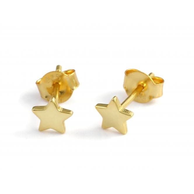 Sterling Silver Gold Plated Star Stud Earrings