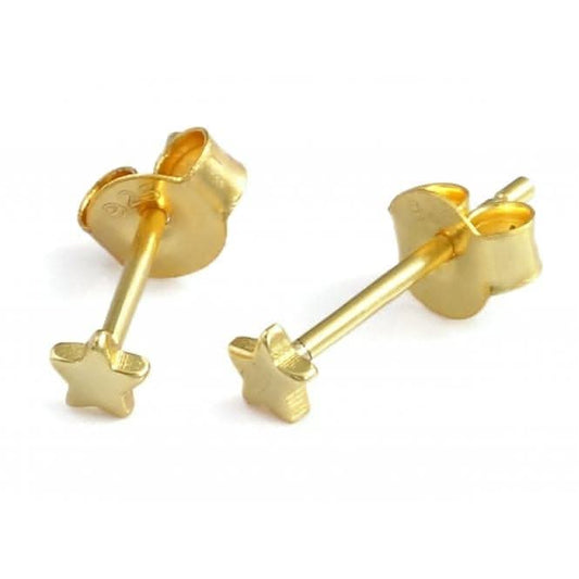 Sterling Silver Gold Plated Star Stud Earrings