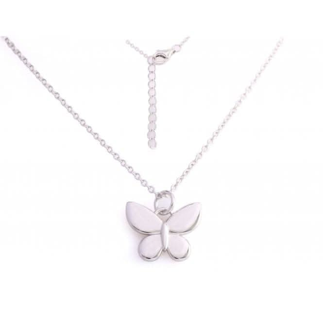 Sterling Silver Rhodium Plated Butterfly Necklace ERLN002