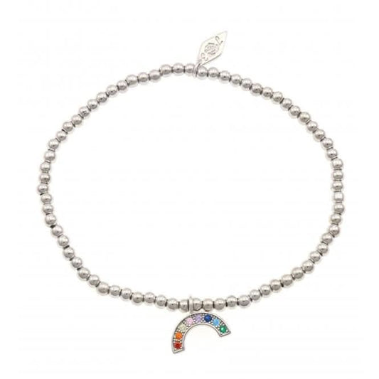 Sterling Silver Rhodium Plated Colourful Rainbow Bracelet ERLB032