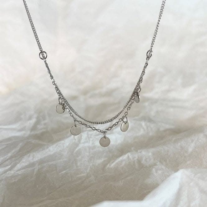 Sterling Silver Rhodium Plated Disc Charm Bracelet ERLB016