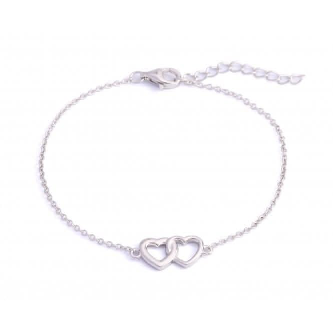 Sterling Silver Rhodium Plated Double Heart Bracelet ERLB006