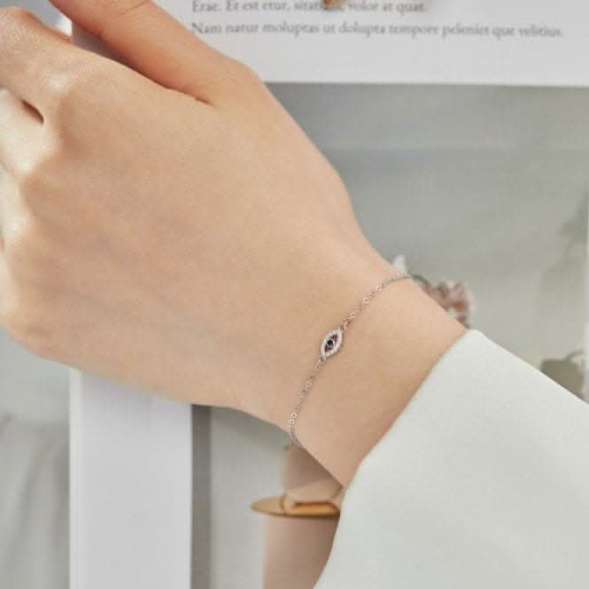 Sterling Silver Rhodium Plated Evil Eye Bracelet ERLB014