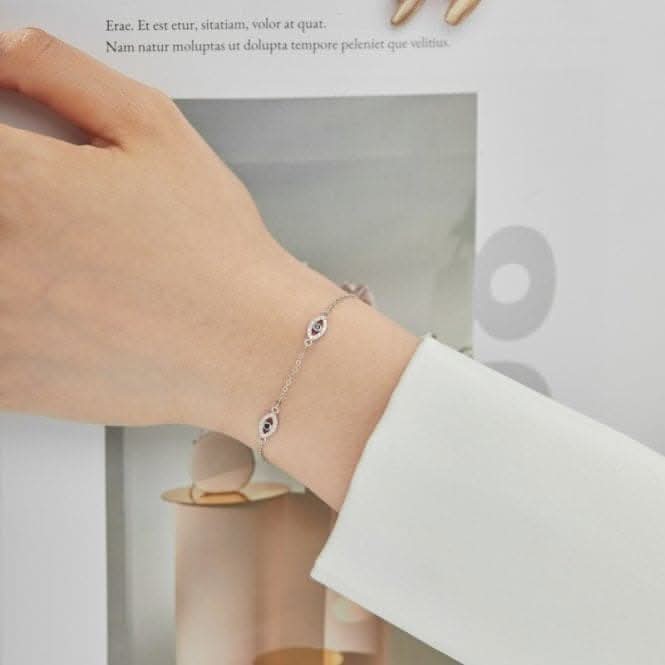 Sterling Silver Rhodium Plated Evil Eye Bracelet ERLB018