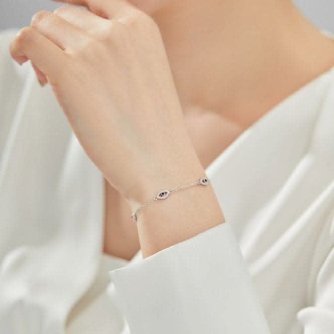 Sterling Silver Rhodium Plated Evil Eye Bracelet ERLB018