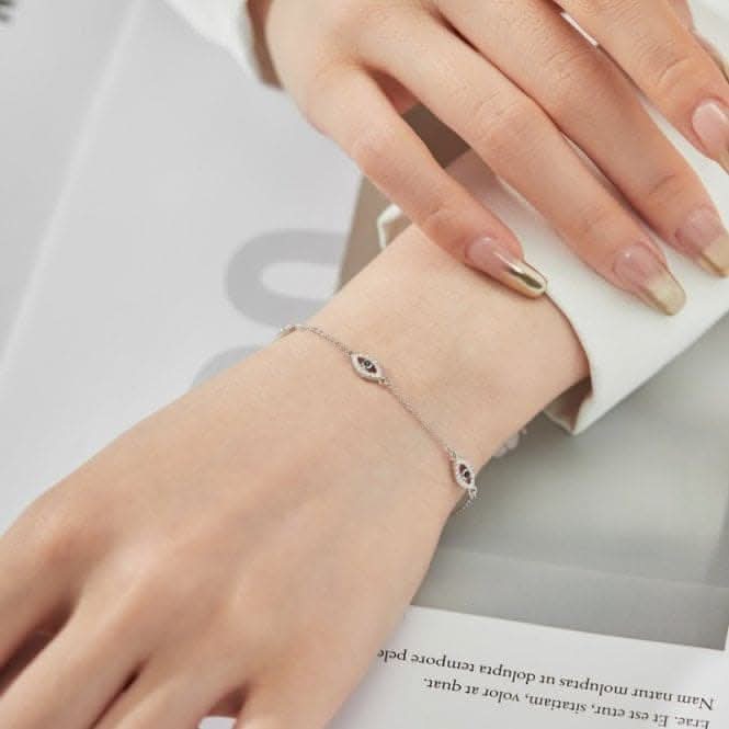 Sterling Silver Rhodium Plated Evil Eye Bracelet ERLB018