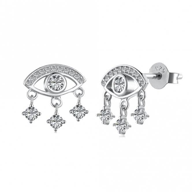 Sterling Silver Rhodium Plated Evil Eye Earrings ERLE035