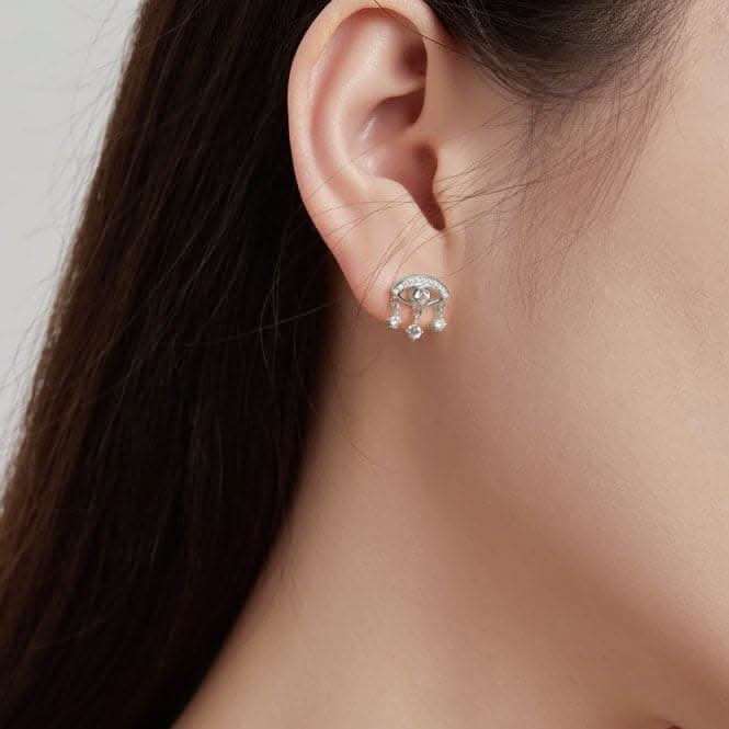 Sterling Silver Rhodium Plated Evil Eye Earrings ERLE035