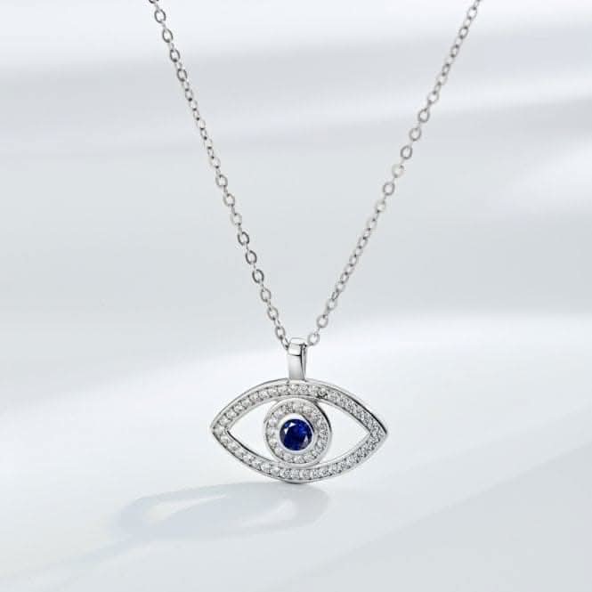 Sterling Silver Rhodium Plated Evil Eye Necklace ERLN008