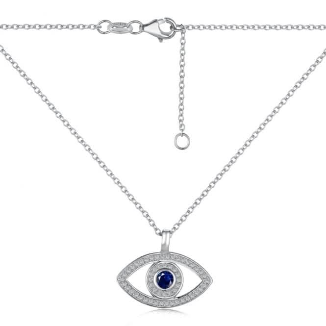 Sterling Silver Rhodium Plated Evil Eye Necklace ERLN008