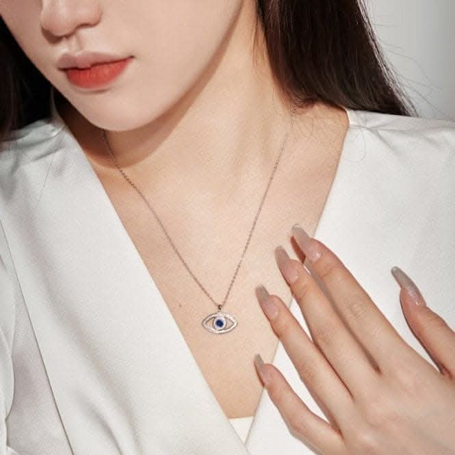 Sterling Silver Rhodium Plated Evil Eye Necklace ERLN008