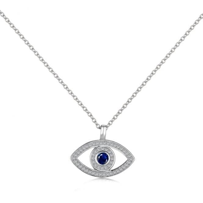 Sterling Silver Rhodium Plated Evil Eye Necklace ERLN008