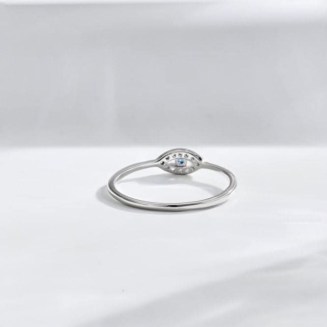 Sterling Silver Rhodium Plated Evil Eye Ring ERLR011