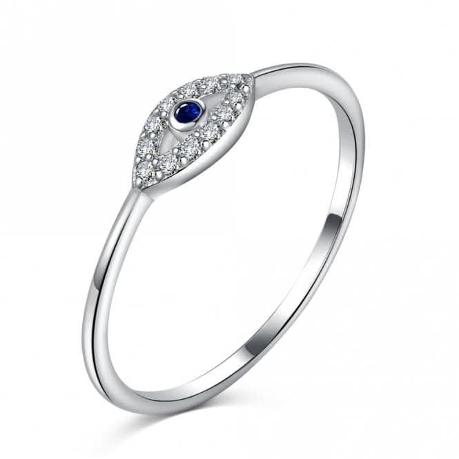 Sterling Silver Rhodium Plated Evil Eye Ring ERLR011