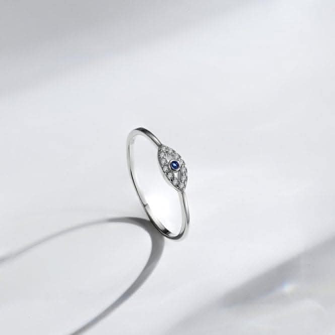 Sterling Silver Rhodium Plated Evil Eye Ring ERLR011