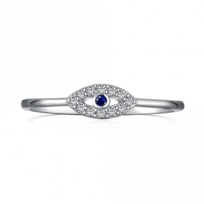Sterling Silver Rhodium Plated Evil Eye Ring ERLR011