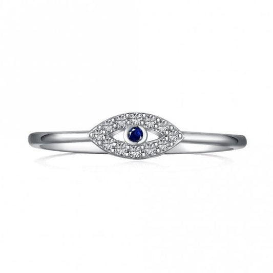 Sterling Silver Rhodium Plated Evil Eye Ring ERLR011