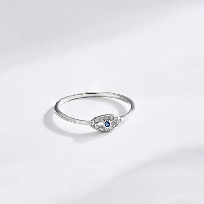 Sterling Silver Rhodium Plated Evil Eye Ring ERLR011