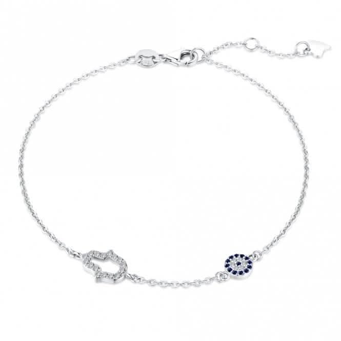 Sterling Silver Rhodium Plated Hand Of Fatima Bracelet ERLB049