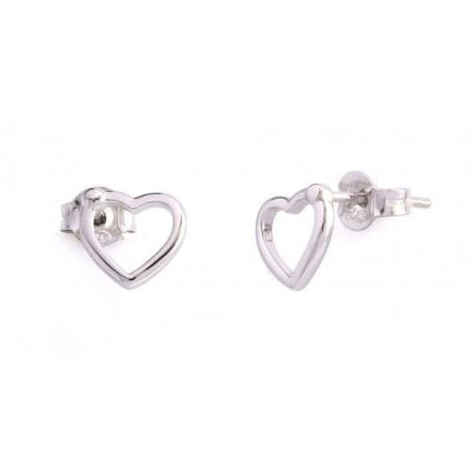Sterling Silver Rhodium Plated Heart Earrings ERLE003