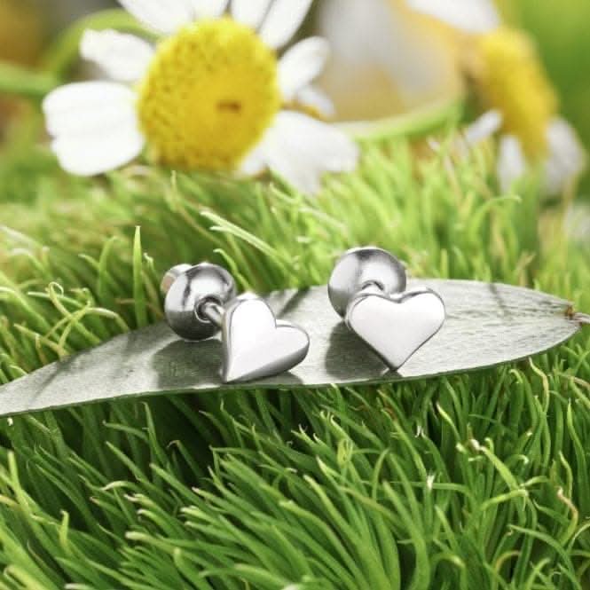 Sterling Silver Rhodium Plated Heart Earrings ERLE008