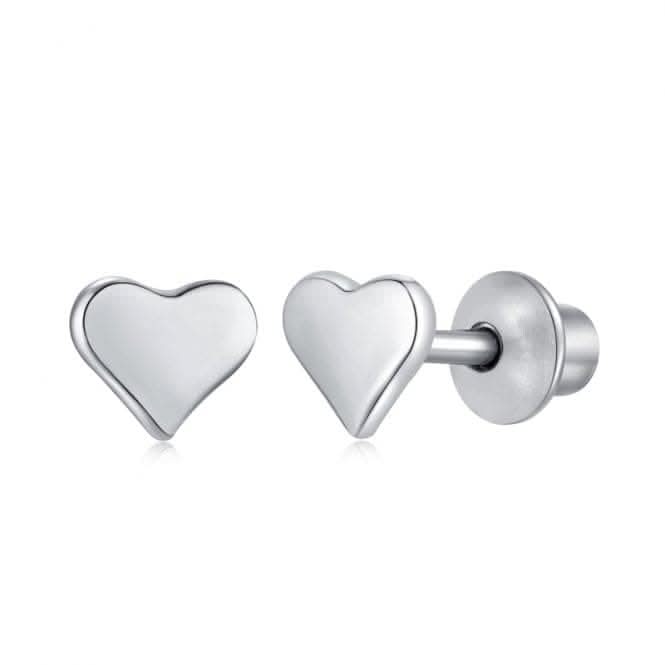 Sterling Silver Rhodium Plated Heart Earrings ERLE008