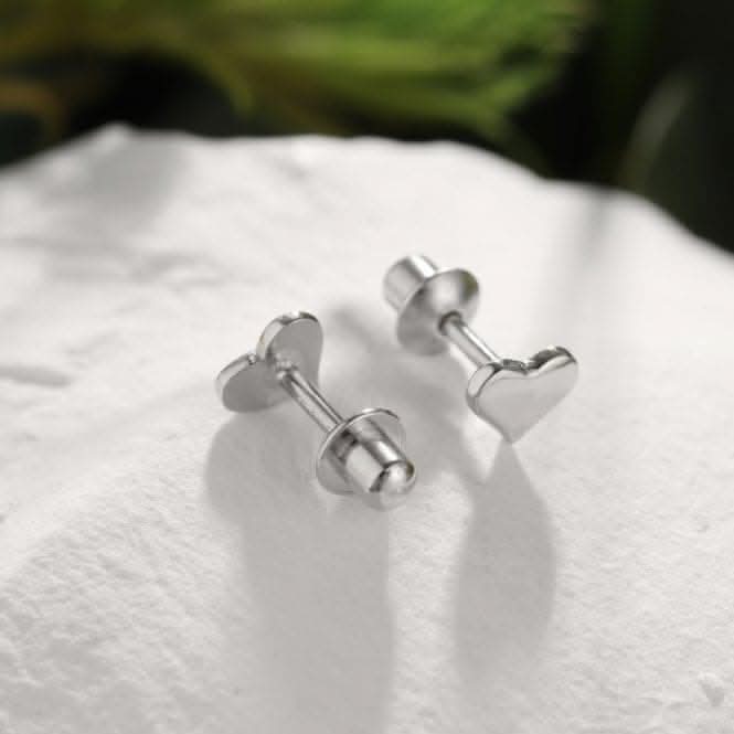 Sterling Silver Rhodium Plated Heart Earrings ERLE008