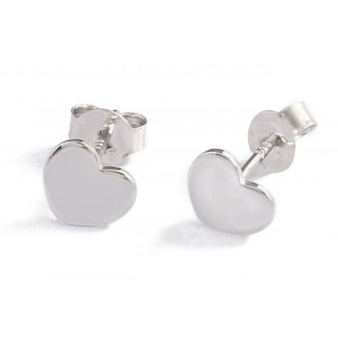 Sterling Silver Rhodium Plated Heart Stud Earrings