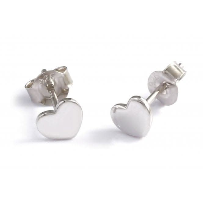 Sterling Silver Rhodium Plated Heart Stud Earrings