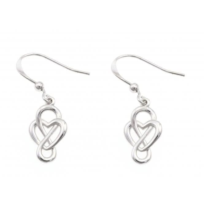 Sterling Silver Rhodium Plated Infinity Heart Dropper Earrings ERLE014