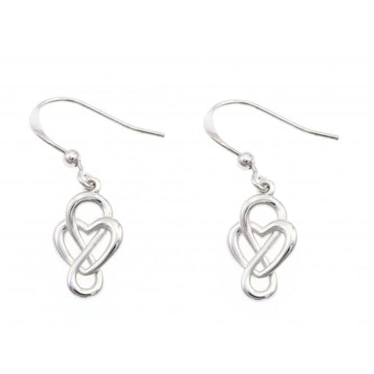 Sterling Silver Rhodium Plated Infinity Heart Dropper Earrings ERLE014