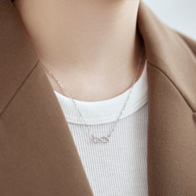 Sterling Silver Rhodium Plated Infinity Necklace ERLN005