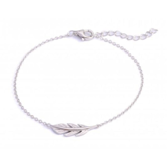 Sterling Silver Rhodium Plated Leaf Bracelet ERLB001