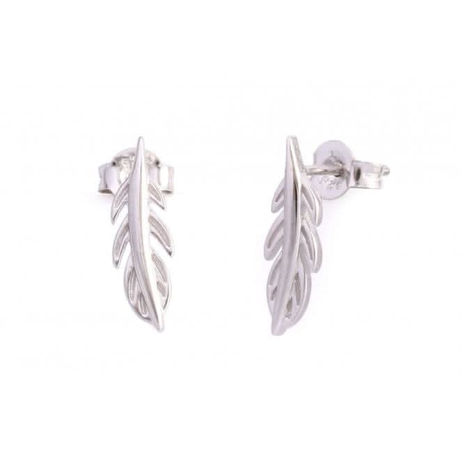 Sterling Silver Rhodium Plated Leaf Earrings ERLE001
