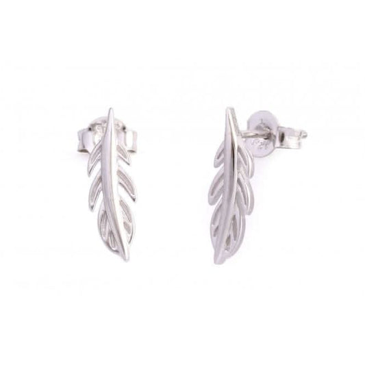 Sterling Silver Rhodium Plated Leaf Earrings ERLE001