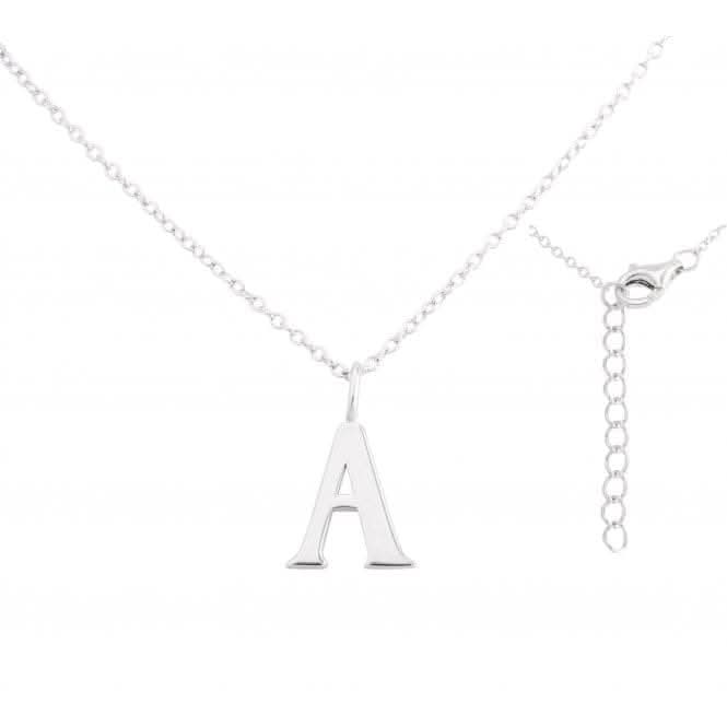 Sterling Silver Rhodium Plated Letter A Necklace ERLN004-A
