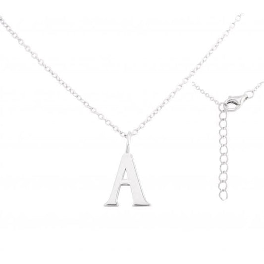 Sterling Silver Rhodium Plated Letter A Necklace ERLN004-A