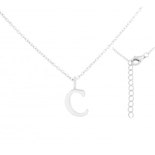 Sterling Silver Rhodium Plated Letter C Necklace ERLN004-C