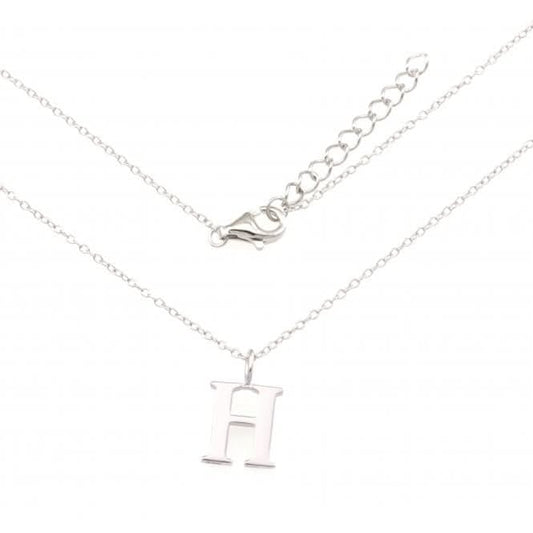Sterling Silver Rhodium Plated Letter H Necklace ERLN004-H
